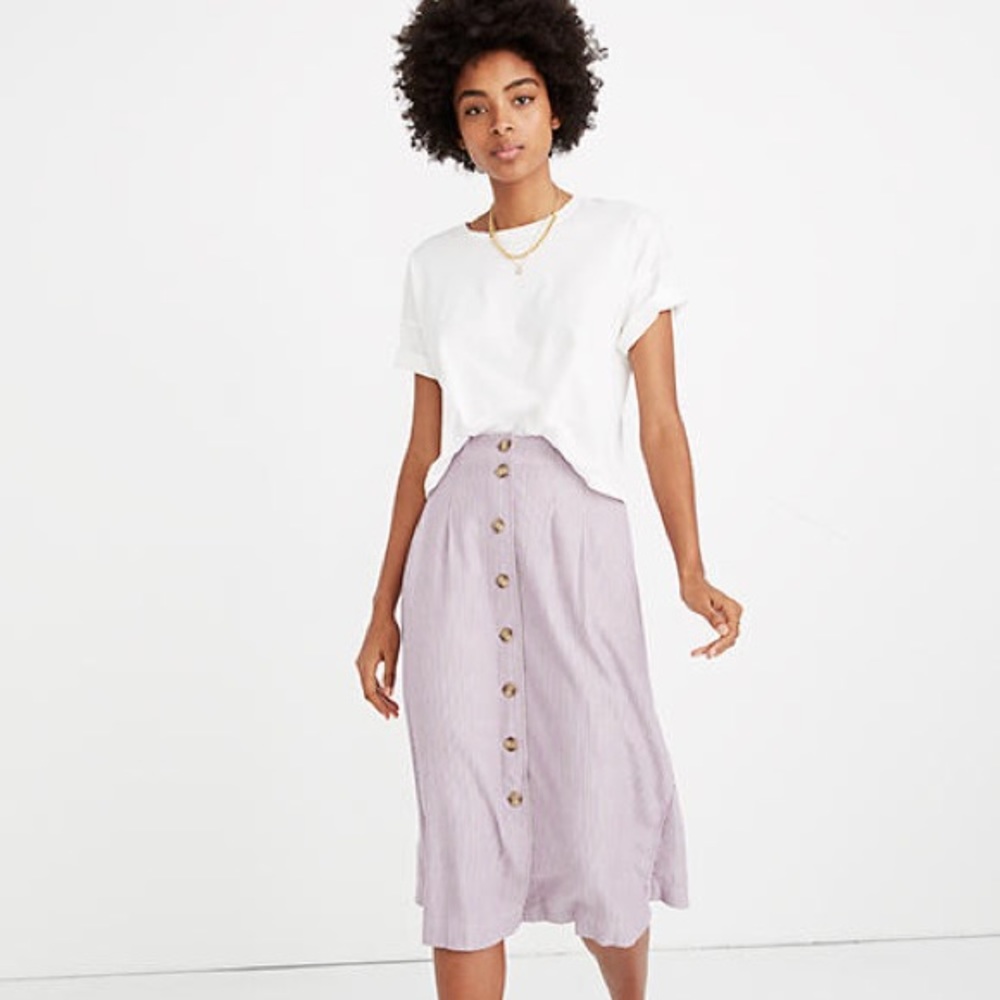 Madewell Patio Button-Front Midi Skirt